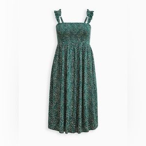 NWT: Midi Challis Smocked Tiered Dress